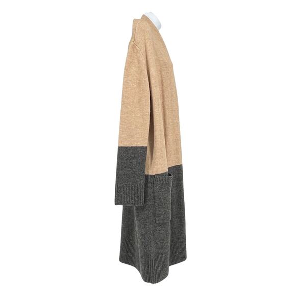 Michael Kors Classic Color Block Open Cardigan in Tan and Gray Size Large - Picture 3 of 6
